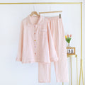 Bubble cotton pajamas, spring and autumn long women's long-sleeve floral thin lapel loungewear set, summer pure cotton pajamas