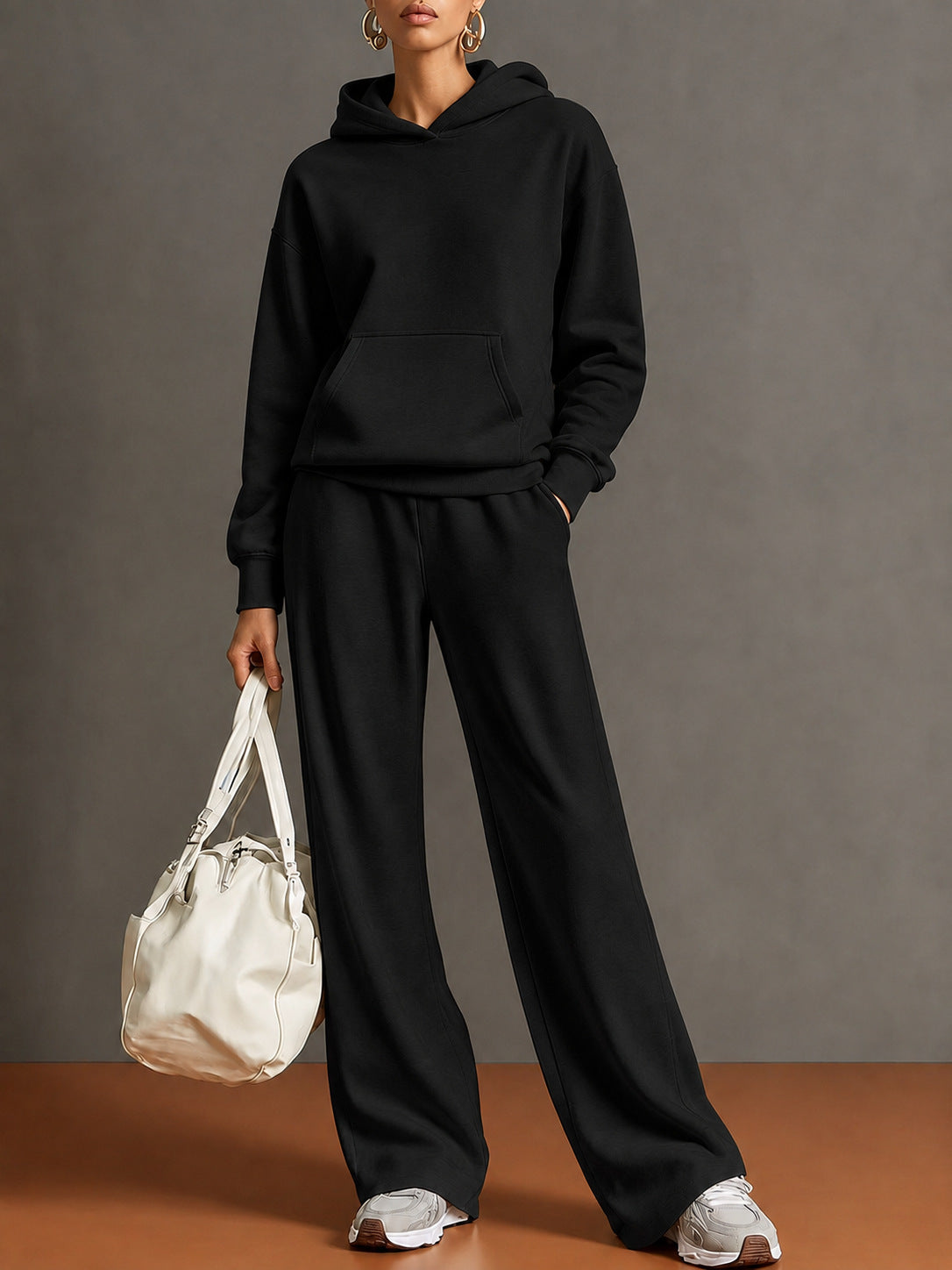 2026 Autumn Sweatshirt Set Women's Hooded Loose Drapey Wide-Leg Pants Casual Sports Two-Piece Versatile Set