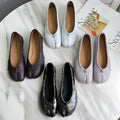 M*M6 unlabeled ballet flats, genuine leather TABI split-toe shoes, women's lamb hoof flat, shallow pleated high-end flats