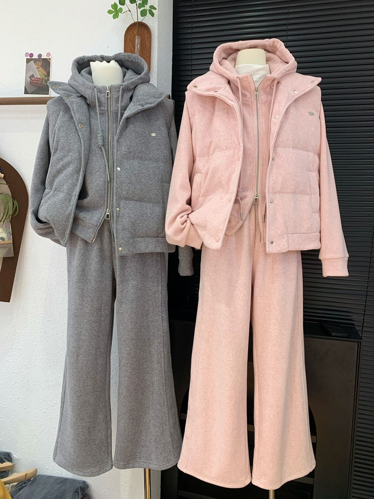 High-end pop sports style suit women's autumn and winter new cropped sweatshirt thickened sleeveless vest three-piece set women's