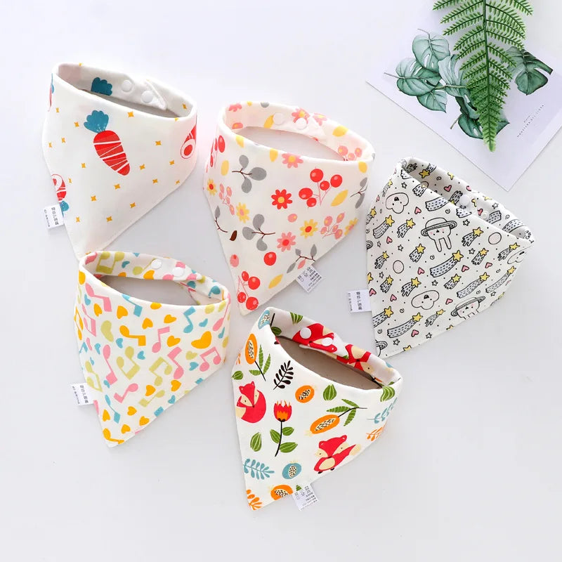 Baby Bibs 5 Pack Baby Bandana Drool Bibs Cotton for Unisex Boys Girls Babador Feeding Smock Infant Burp Cloth Baby Saliva Towel