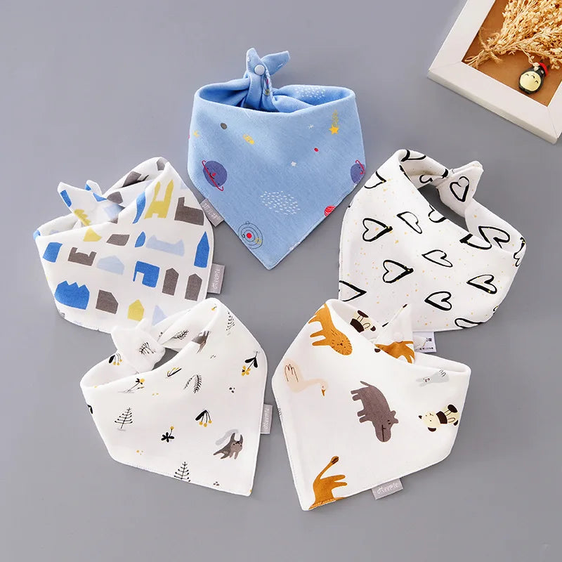Baby Bibs 5 Pack Baby Bandana Drool Bibs Cotton for Unisex Boys Girls Babador Feeding Smock Infant Burp Cloth Baby Saliva Towel