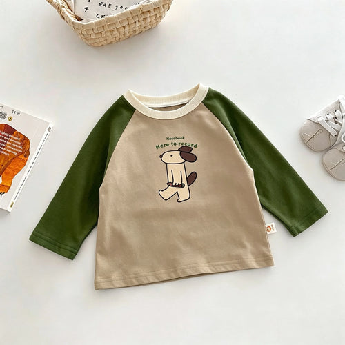 1-7 Year Old Children's Clothes Spring Fall Casual Long Sleeve T-shirt Tops Loose Korean Fashion Kids Bottoming Shirt Crewneck