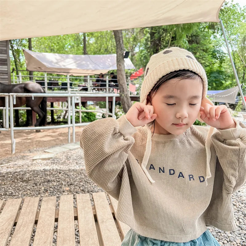 Children's Corduroy Hoodie Shirt for Girls and Boys
