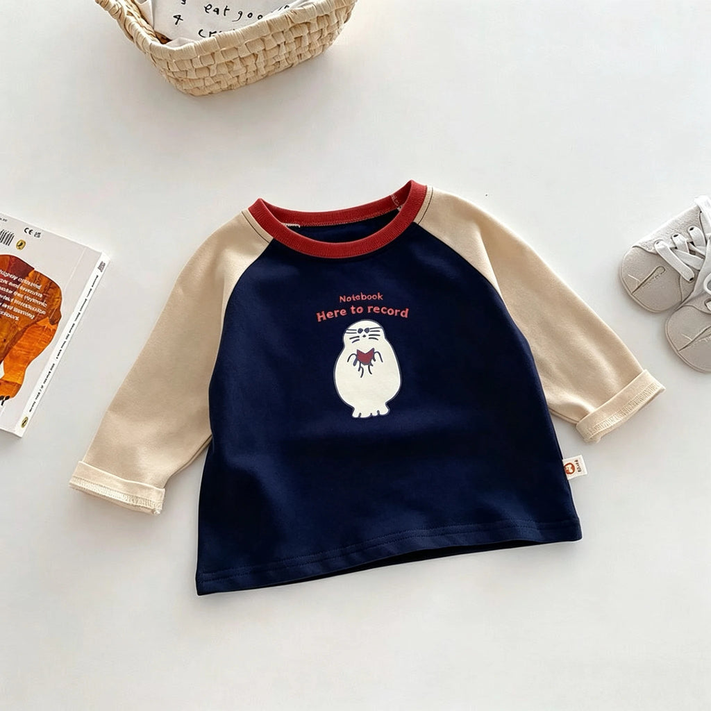1-7 Year Old Children's Clothes Spring Fall Casual Long Sleeve T-shirt Tops Loose Korean Fashion Kids Bottoming Shirt Crewneck