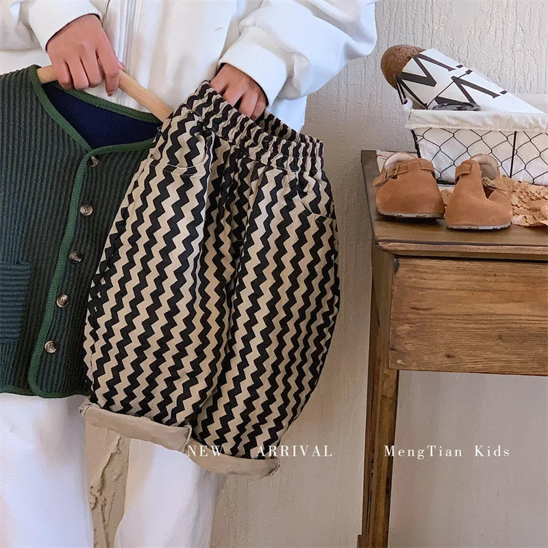 Children Clothing Kids Pants 2026 Spring and Autumn New Fashionable Korean Style Striped Casual Simple Baby Boys Harem Pants