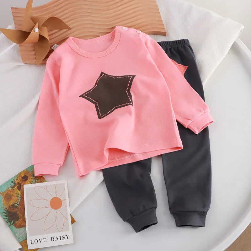 Children Clothing Pajamas Sets Autumn Baby Girls Boys Cartoon Cat Print Long Sleeve Tops+Pants 2PCS Suit Kids Cotton Sleepwear