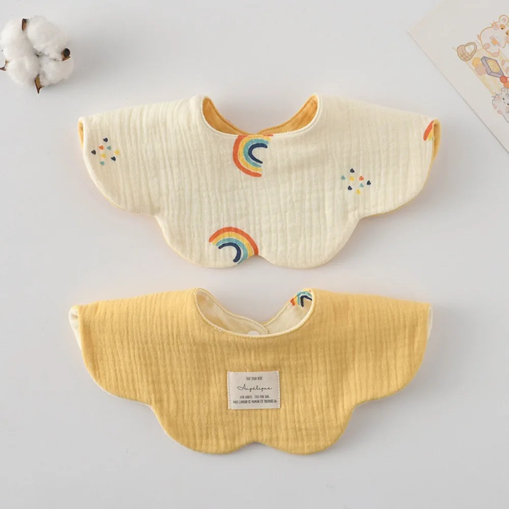 Cute Two-sided Usable Baby Feeding Bib Pure Cotton Gauze Pacifier Saliva Towel Breathable Petal Bib For Newborn Toddler