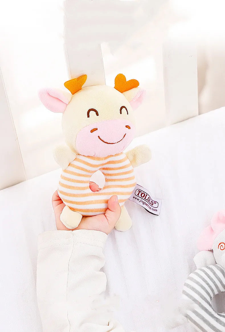 Baby Rattle Toys Cartoon Animals Plush Infant Hand Ring Bed Toys for Newborn 0-24 Months Toddler Early Educational Toy