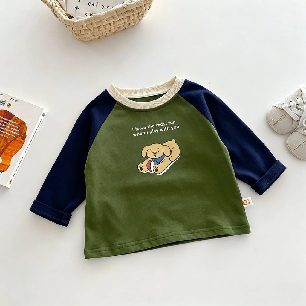 1-7 Year Old Children's Clothes Spring Fall Casual Long Sleeve T-shirt Tops Loose Korean Fashion Kids Bottoming Shirt Crewneck