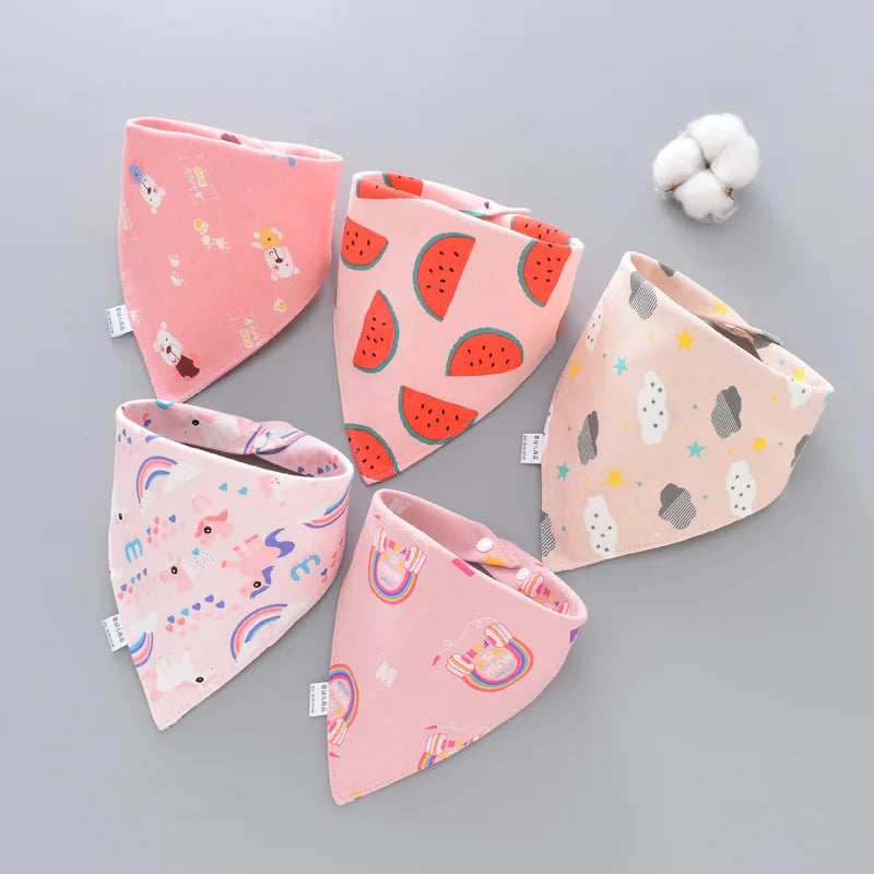 Baby Bibs 5 Pack Baby Bandana Drool Bibs Cotton for Unisex Boys Girls Babador Feeding Smock Infant Burp Cloth Baby Saliva Towel
