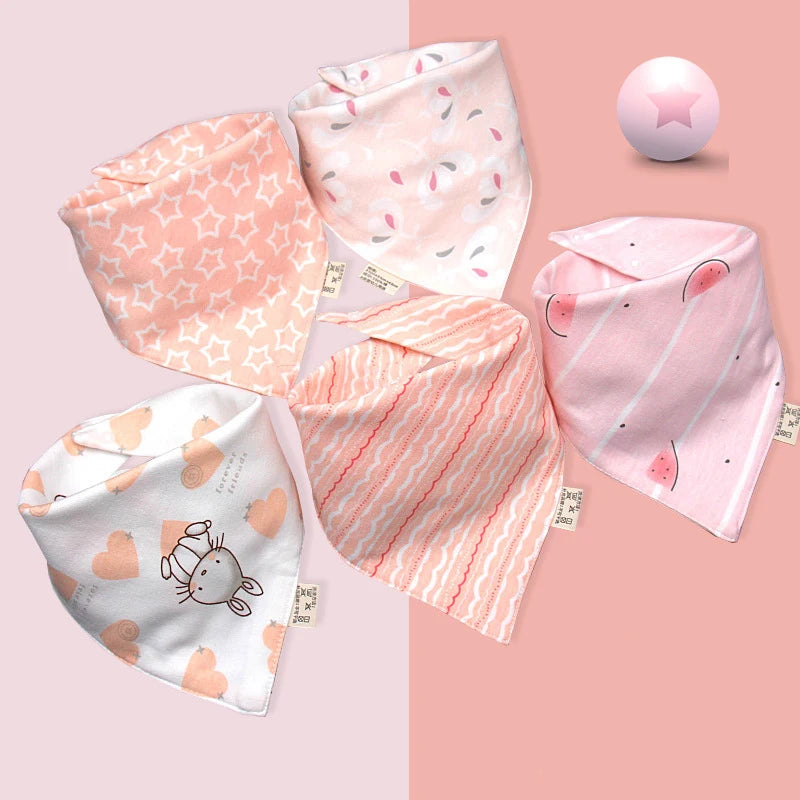 Baby Bibs 5 Pack Baby Bandana Drool Bibs Cotton for Unisex Boys Girls Babador Feeding Smock Infant Burp Cloth Baby Saliva Towel