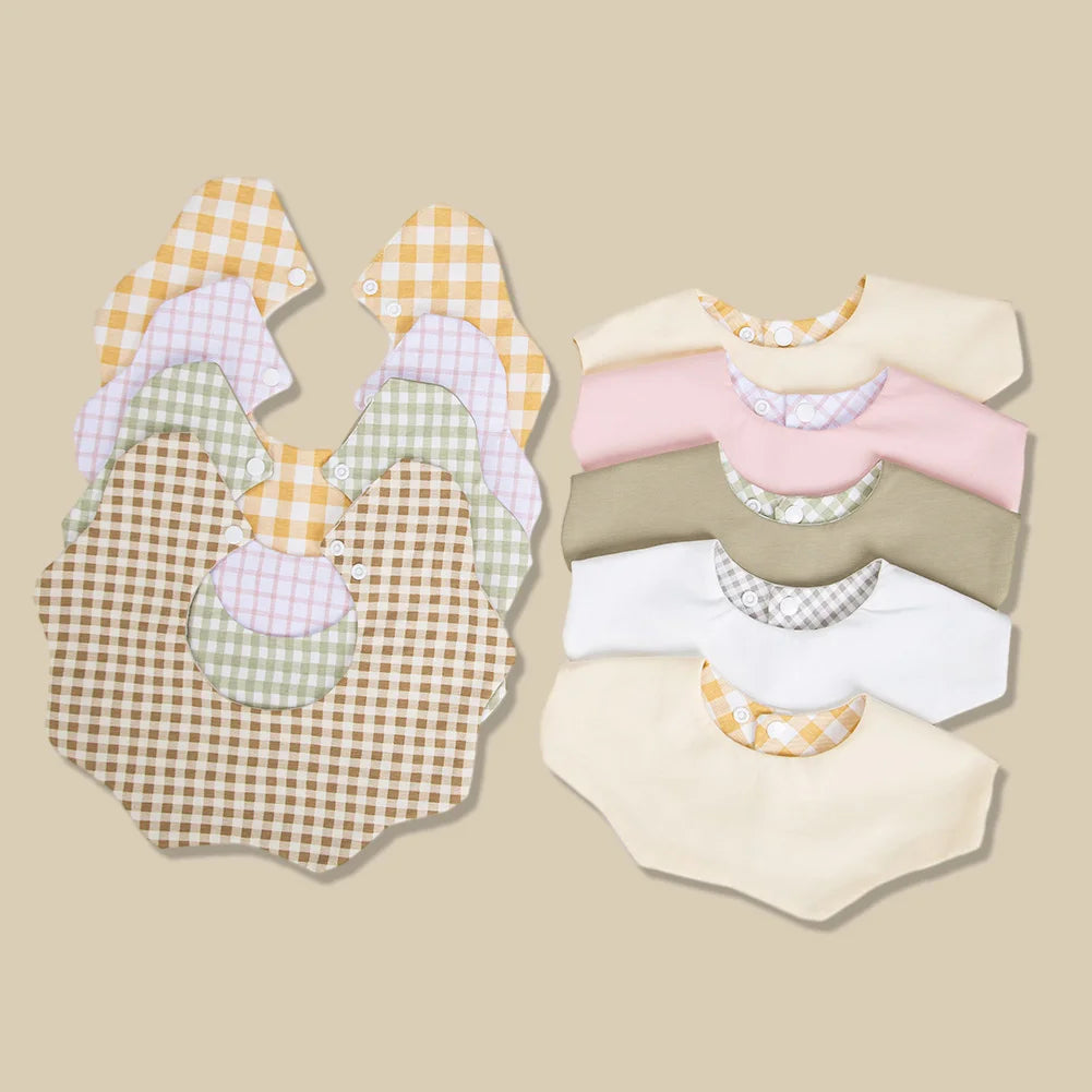 360° Cotton Baby Bibs for Kids Boys Girls Plaid Burp Cloth