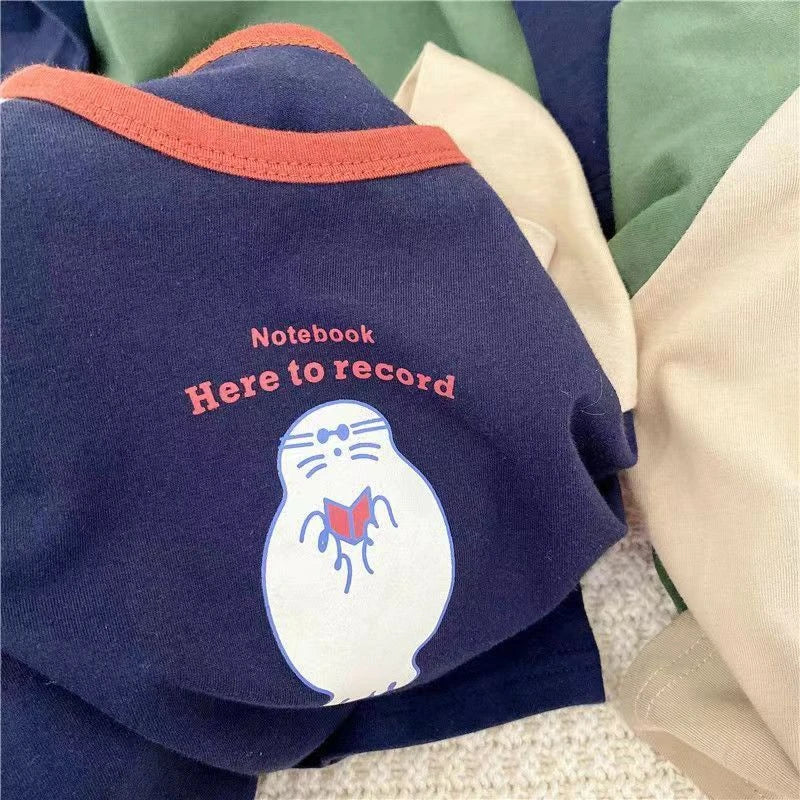 1-7 Year Old Children's Clothes Spring Fall Casual Long Sleeve T-shirt Tops Loose Korean Fashion Kids Bottoming Shirt Crewneck
