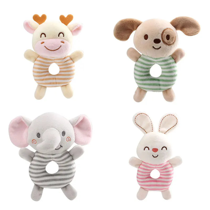 Baby Rattle Toys Cartoon Animals Plush Infant Hand Ring Bed Toys for Newborn 0-24 Months Toddler Early Educational Toy