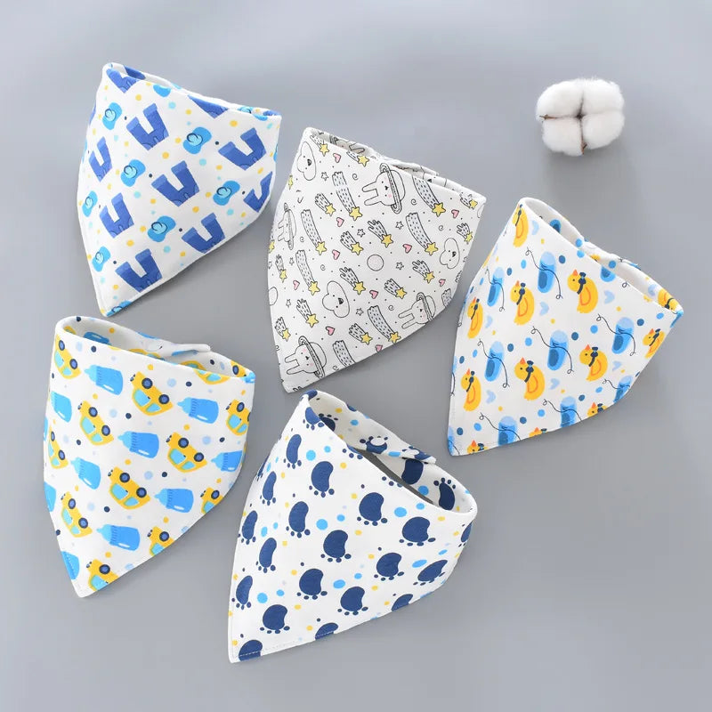 Baby Bibs 5 Pack Baby Bandana Drool Bibs Cotton for Unisex Boys Girls Babador Feeding Smock Infant Burp Cloth Baby Saliva Towel