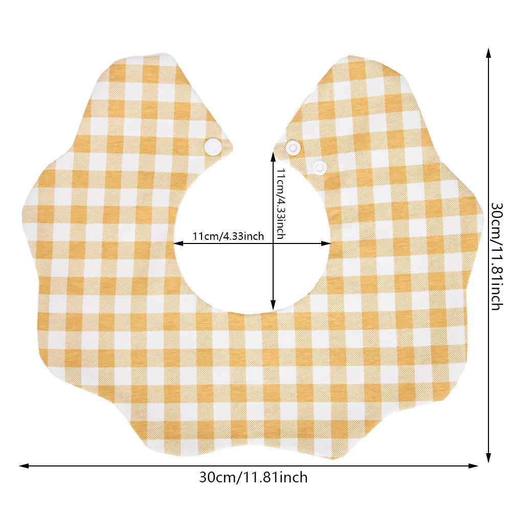 360° Cotton Baby Bibs for Kids Boys Girls Plaid Burp Cloth