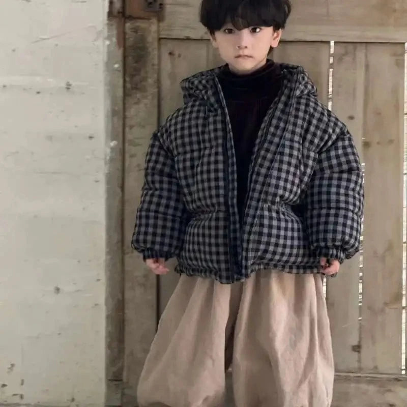 Children's Checkered Loose Cotton Jacket