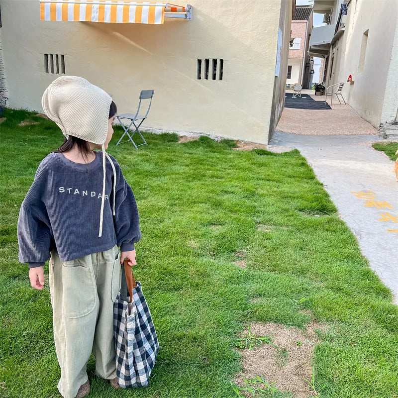 Children's Corduroy Hoodie Shirt for Girls and Boys