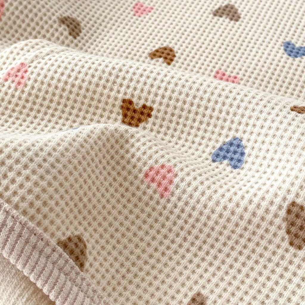 2026 Autumn New Kids Clothing Set Full Of Heart Print Boys Hoodie Suit Toddler Girls Waffle Suit