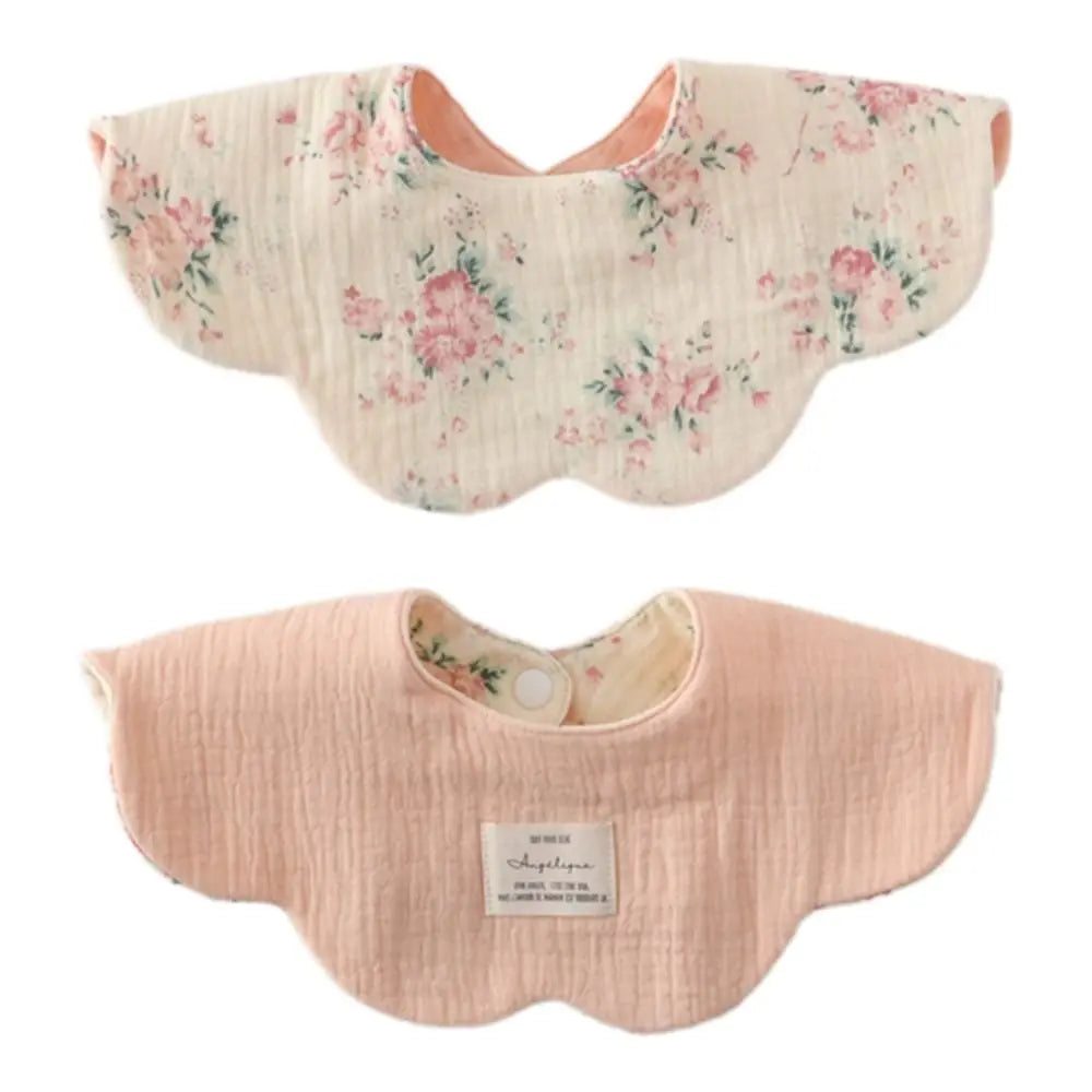 Cute Two-sided Usable Baby Feeding Bib Pure Cotton Gauze Pacifier Saliva Towel Breathable Petal Bib For Newborn Toddler