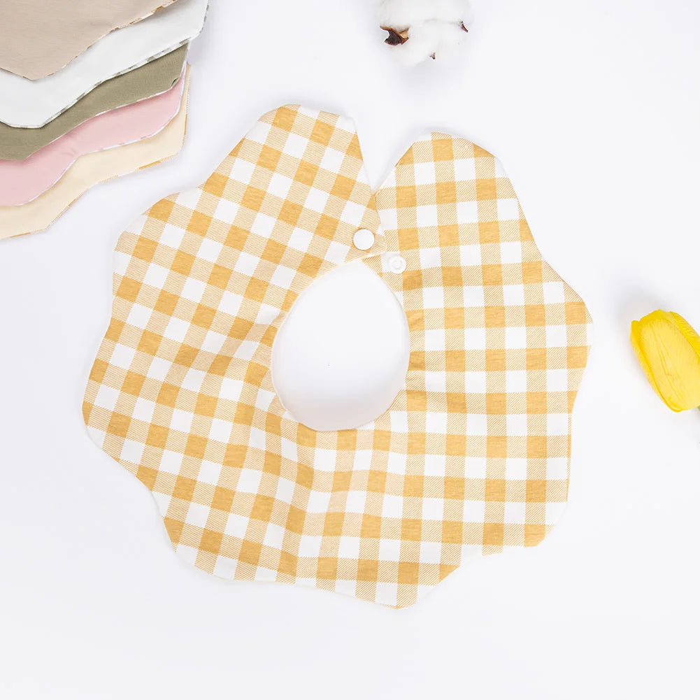 360° Cotton Baby Bibs for Kids Boys Girls Plaid Burp Cloth