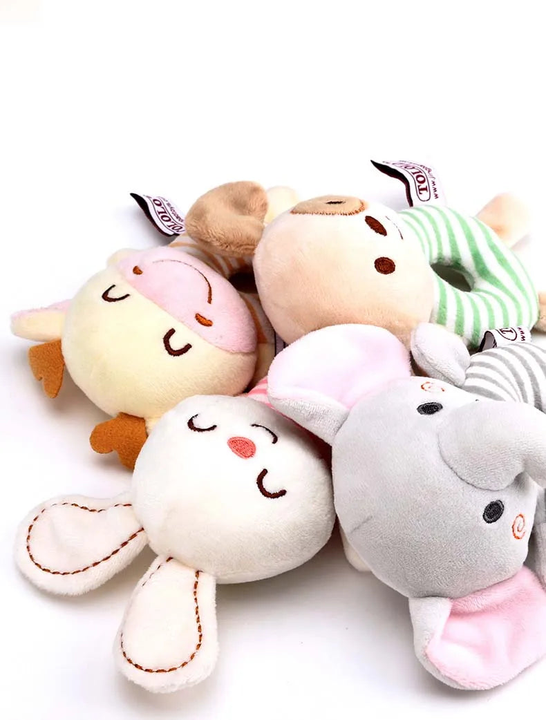 Baby Rattle Toys Cartoon Animals Plush Infant Hand Ring Bed Toys for Newborn 0-24 Months Toddler Early Educational Toy