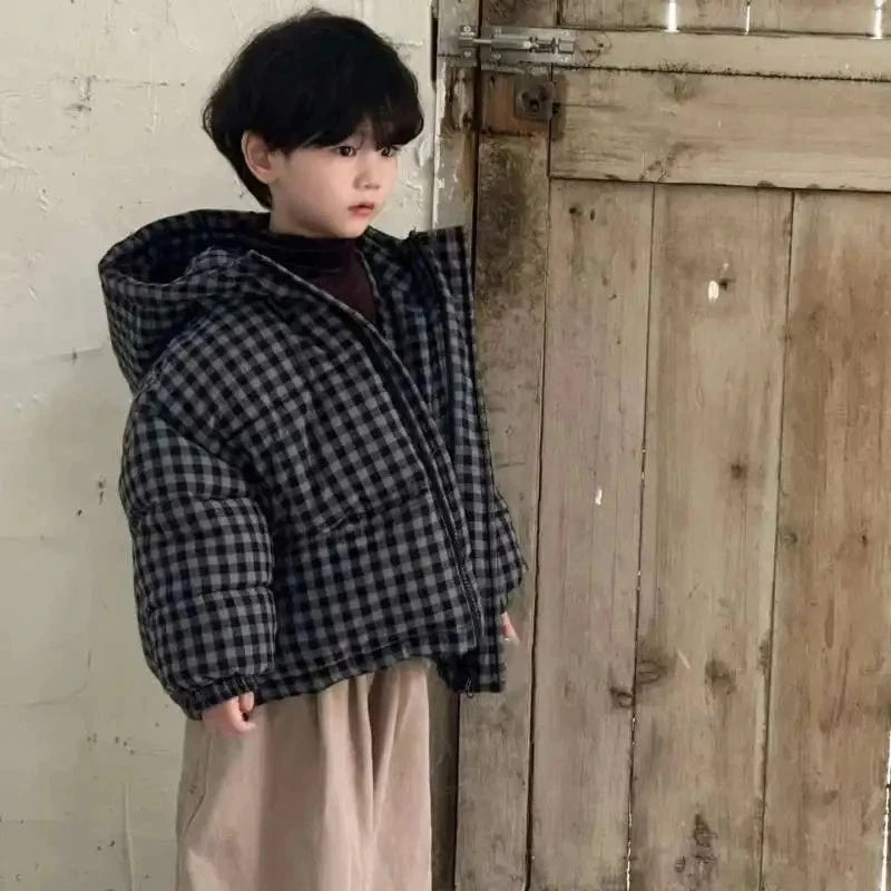 Children's Checkered Loose Cotton Jacket