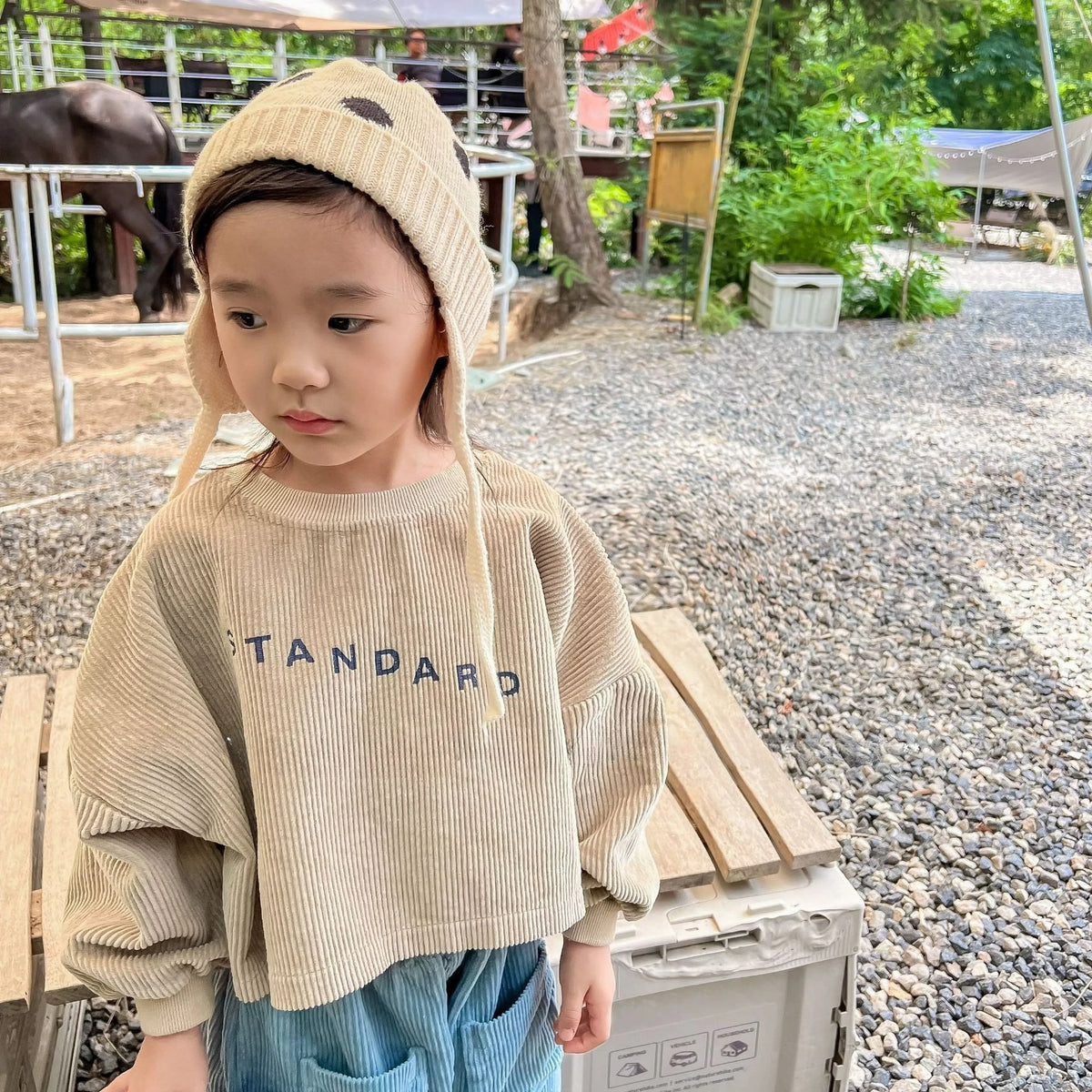 Children's Corduroy Hoodie Shirt for Girls and Boys