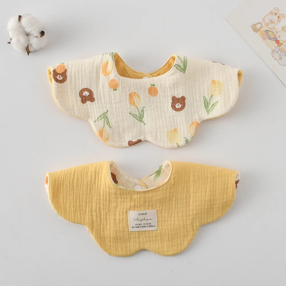 Cute Two-sided Usable Baby Feeding Bib Pure Cotton Gauze Pacifier Saliva Towel Breathable Petal Bib For Newborn Toddler