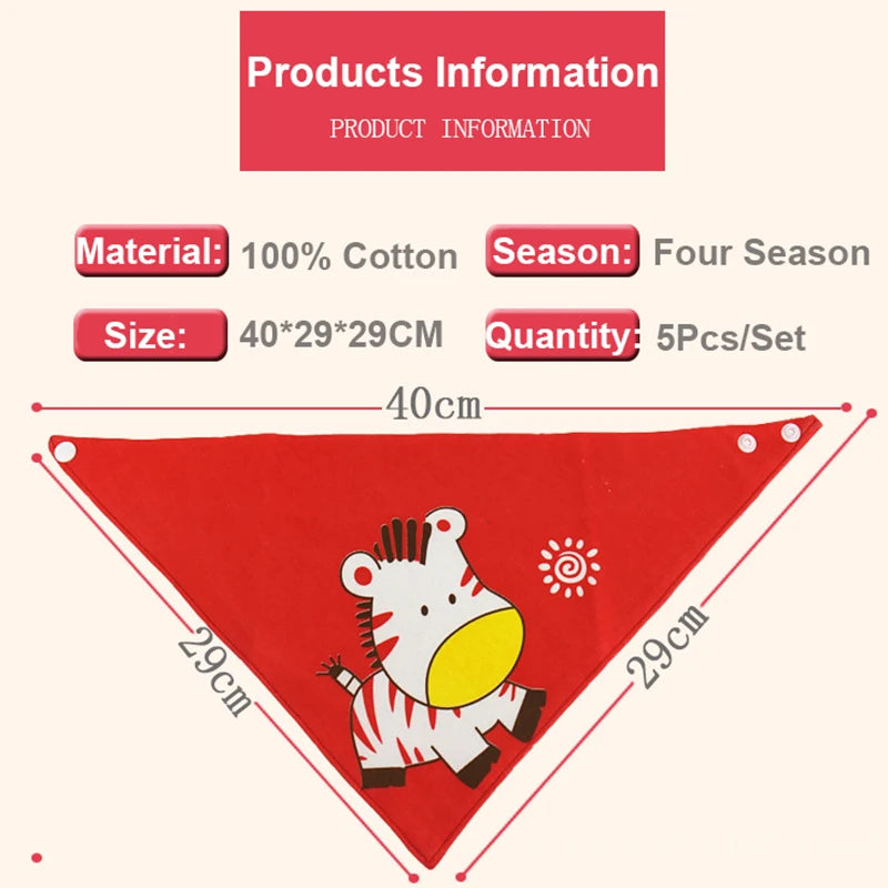 Baby Bibs 5 Pack Baby Bandana Drool Bibs Cotton for Unisex Boys Girls Babador Feeding Smock Infant Burp Cloth Baby Saliva Towel