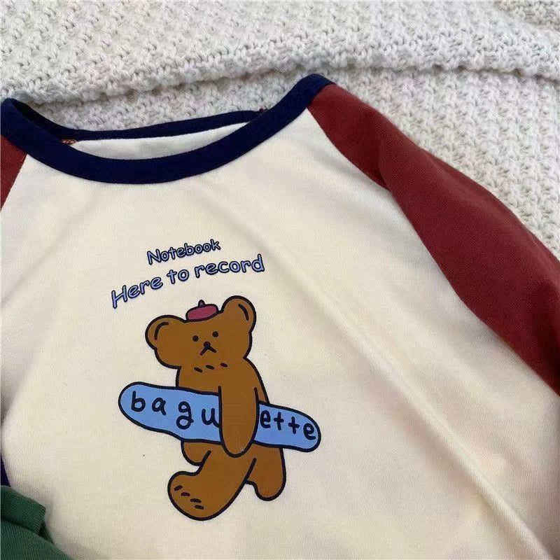 1-7 Year Old Children's Clothes Spring Fall Casual Long Sleeve T-shirt Tops Loose Korean Fashion Kids Bottoming Shirt Crewneck