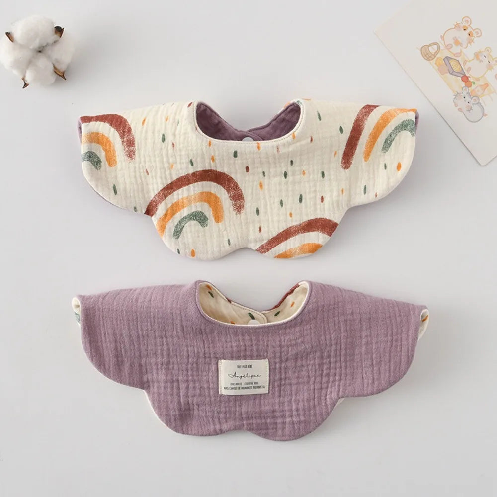 Cute Two-sided Usable Baby Feeding Bib Pure Cotton Gauze Pacifier Saliva Towel Breathable Petal Bib For Newborn Toddler