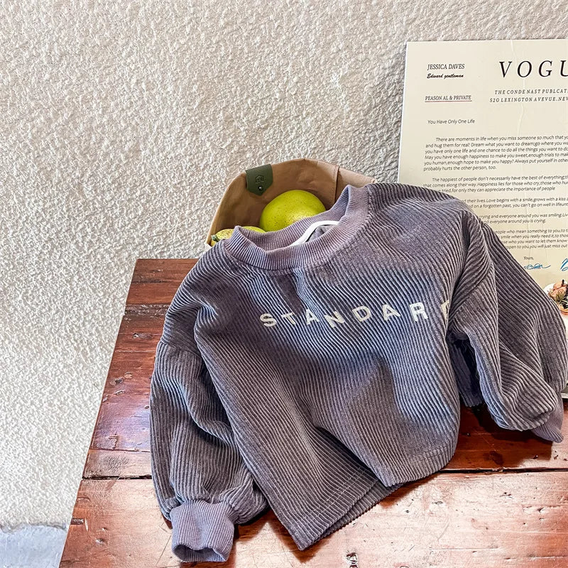 Children's Corduroy Hoodie Shirt for Girls and Boys