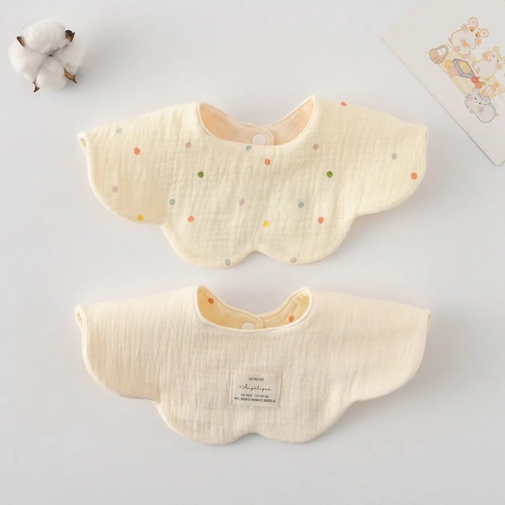 Cute Two-sided Usable Baby Feeding Bib Pure Cotton Gauze Pacifier Saliva Towel Breathable Petal Bib For Newborn Toddler